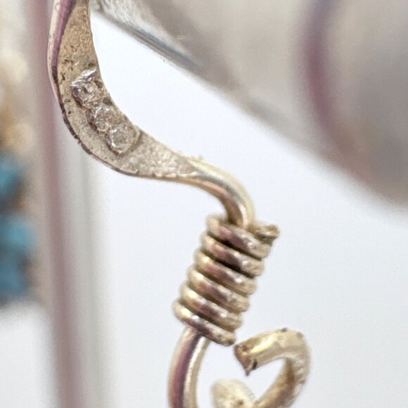 VTG Sterling Silver 925 Native American Turquoise Dangle Earrings Size 1" Length - Picture 4 of 10